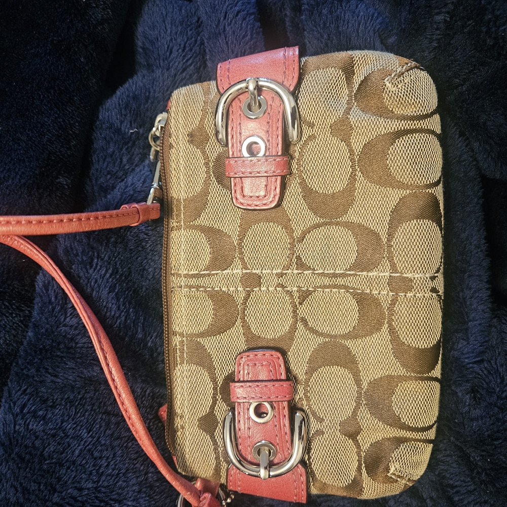 Coach Brown and Tan Wallet with Signature Monogram